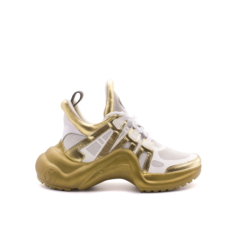 louis vuitton white and gold sneakers